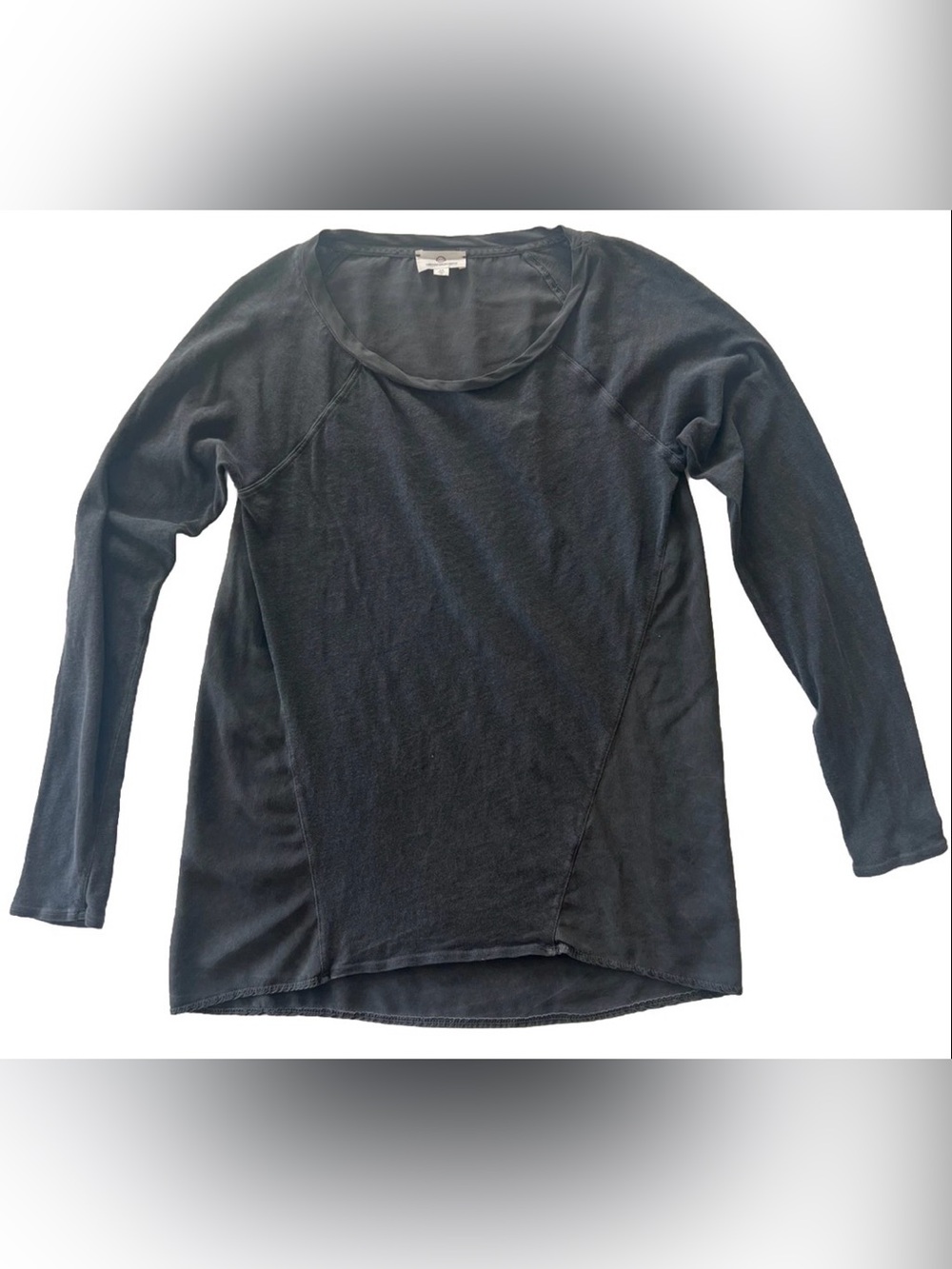 Adriano Goldschmied Womens Gray Long Sleeve Linen & Silk T-Shirt Sz XS